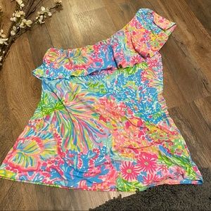 Lily Pulitzer Navaeh One- Shoulder Ruffle Tank